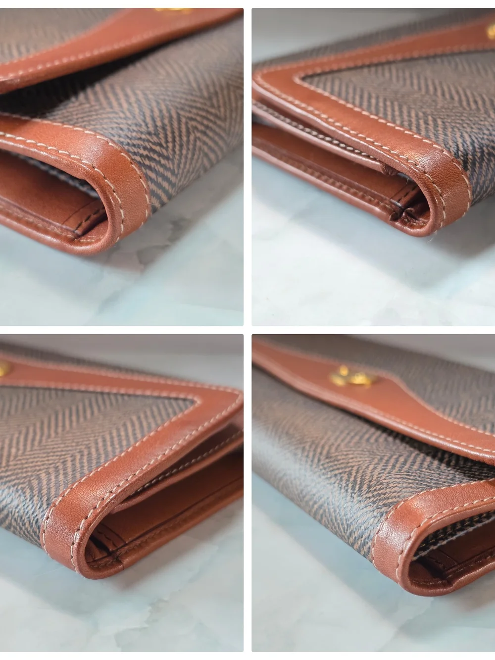 Christian Dior Vintage Trotter Herringbone Wallet & Checkbook Cover Set